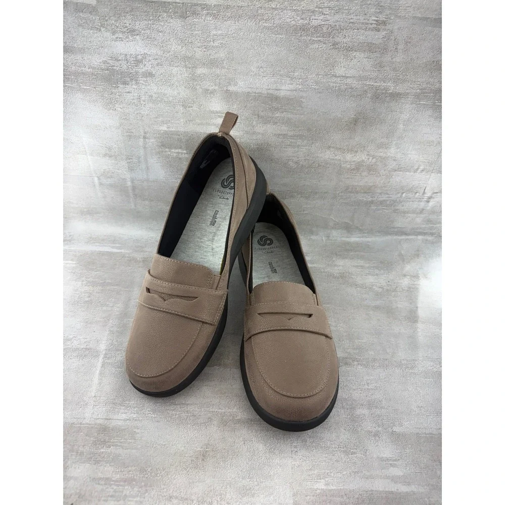 Clarks Cloudsteppers Womens Taupe Penny Loafers Shoes 261471834065 Size 9M